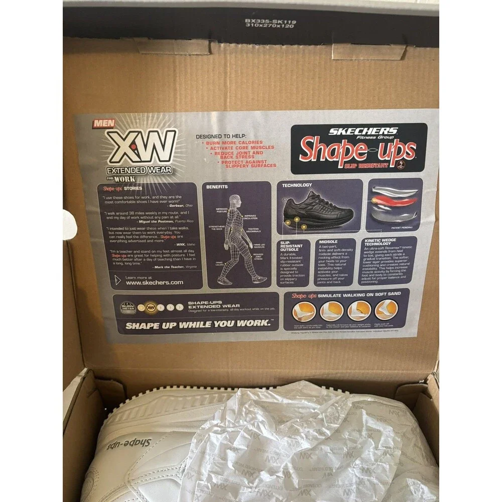 Skechers Shape Ups XT White Toning Shoes Slip Resistant - New In Box - Men’s 10